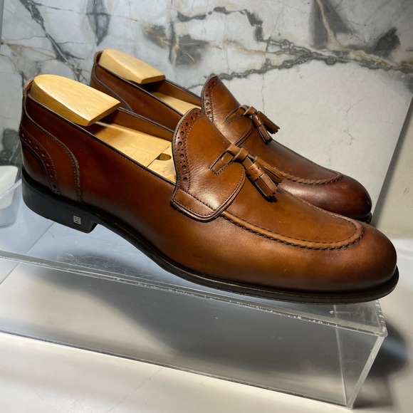 Louis Vuitton dress shoes loafers men brown leather tassel sz 8M made in italy - Picture 4 of 16